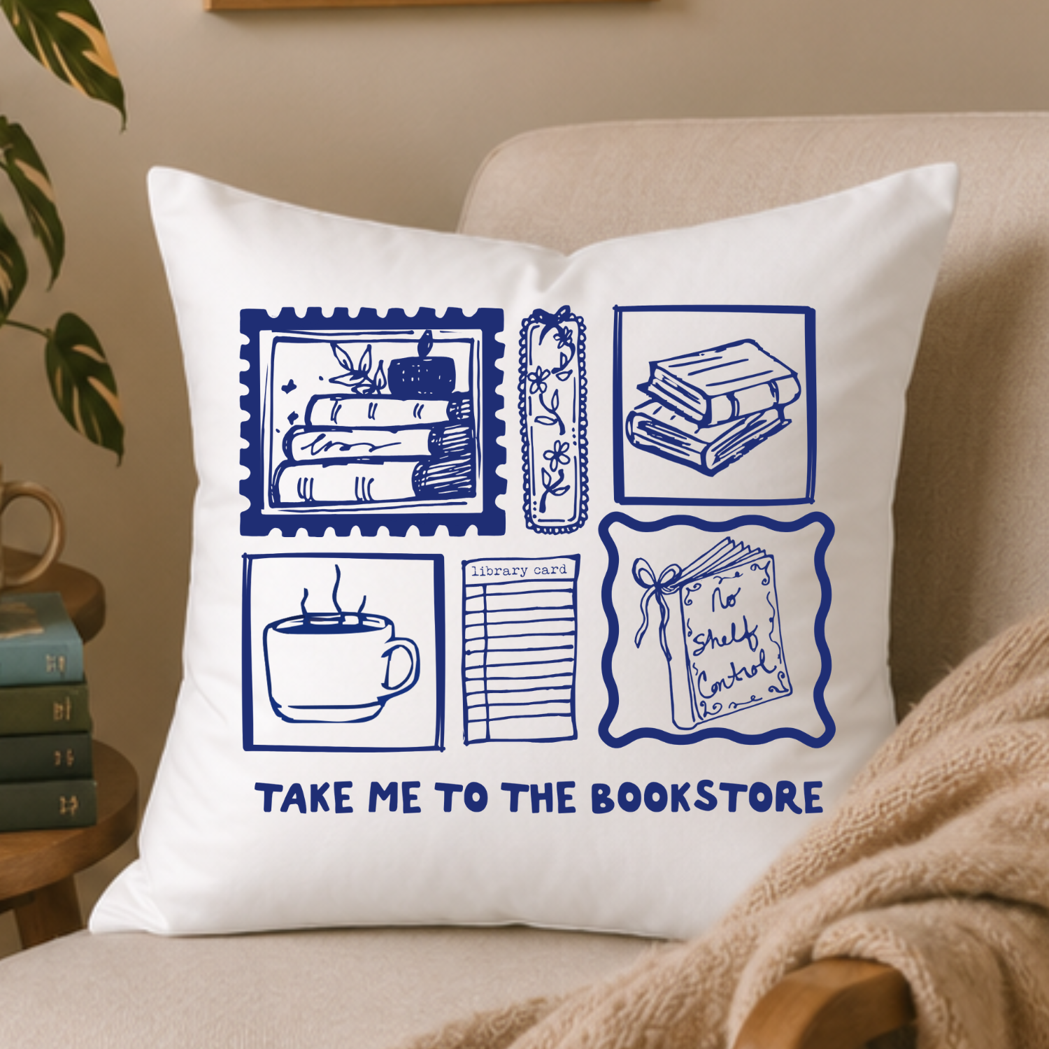 Take Me To The Bookstore Throw Pillow