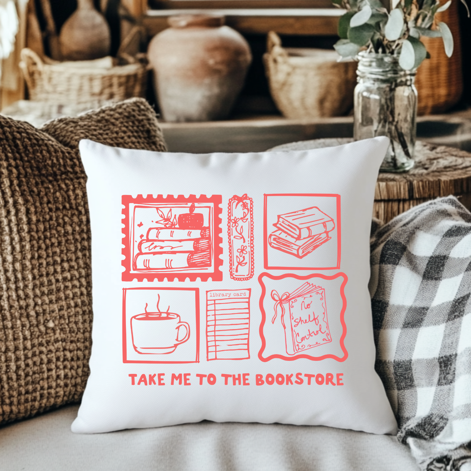 Take Me To The Bookstore Throw Pillow