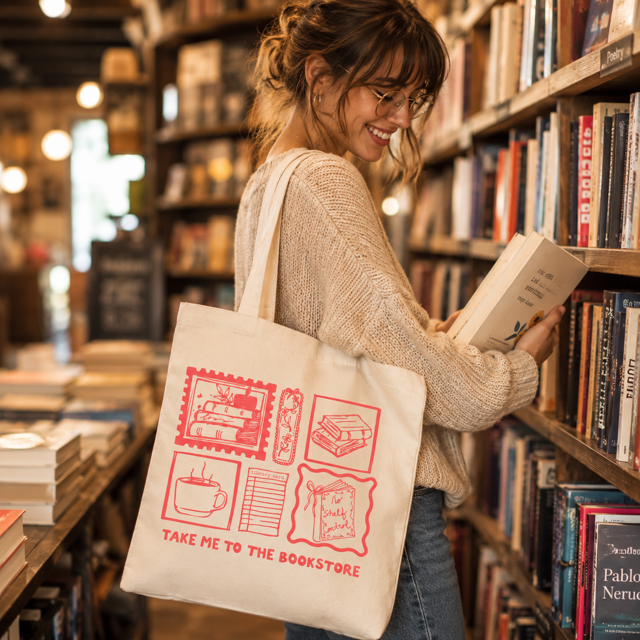 Take Me To The Bookstore Tote Bag