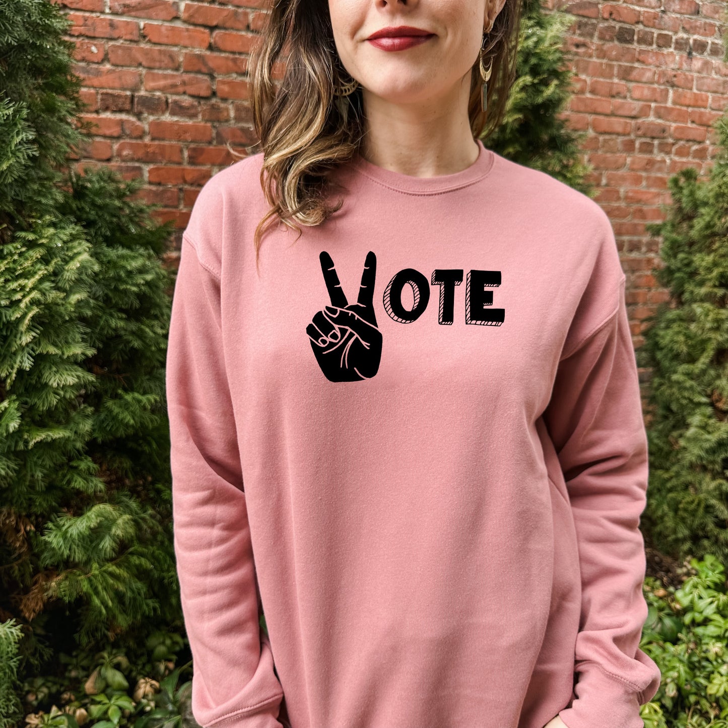 Vote - Unisex Sweatshirt - Heather Gray, Dusty Blue, Mauve, or Gold