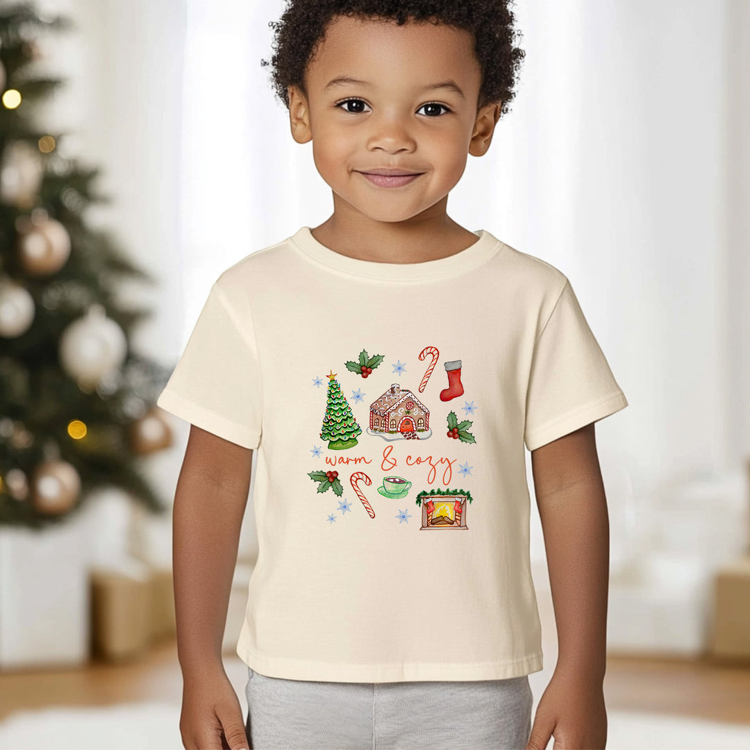 Warm + Cozy - Christmas Toddler Tee - Oatmeal