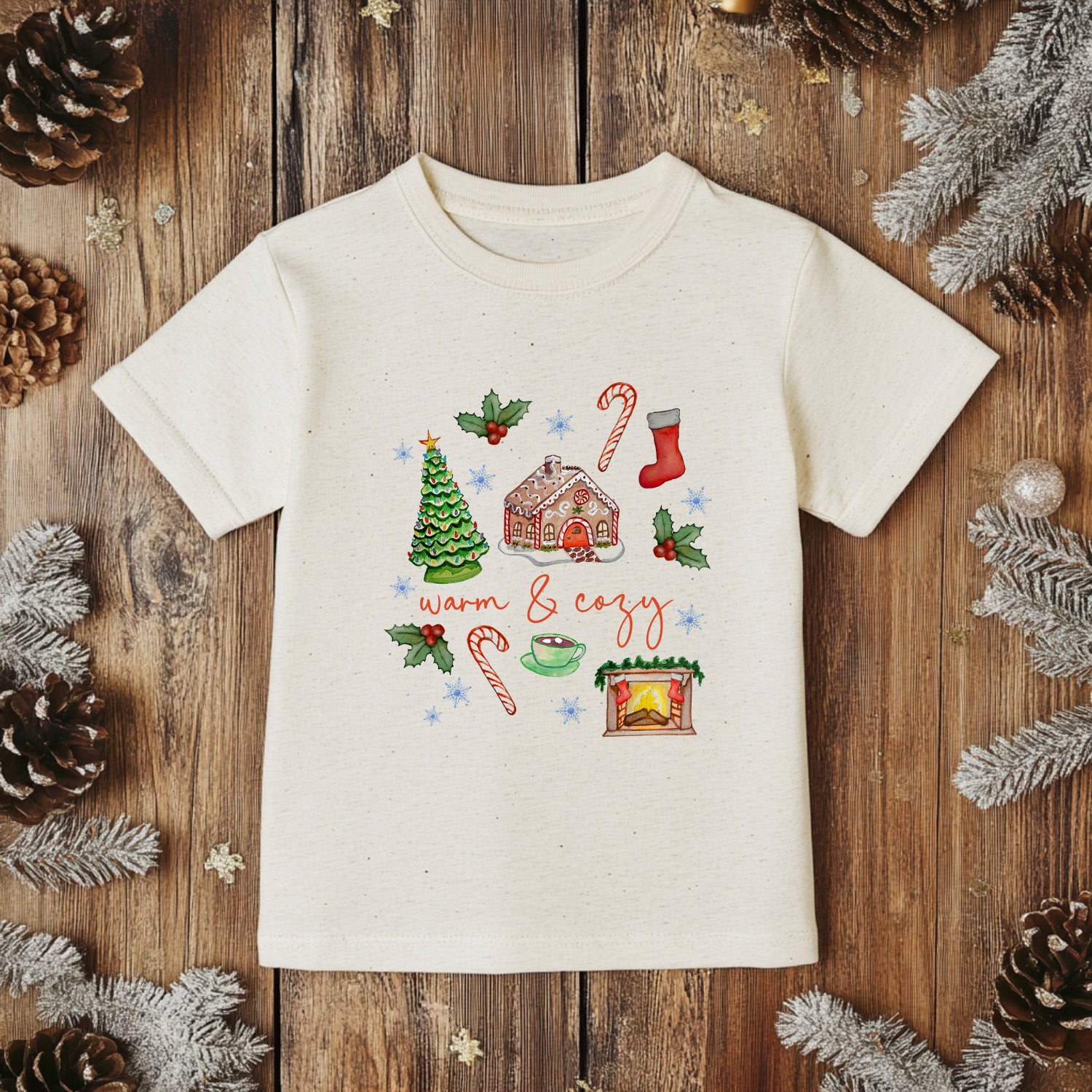 Warm + Cozy - Christmas Toddler Tee - Oatmeal