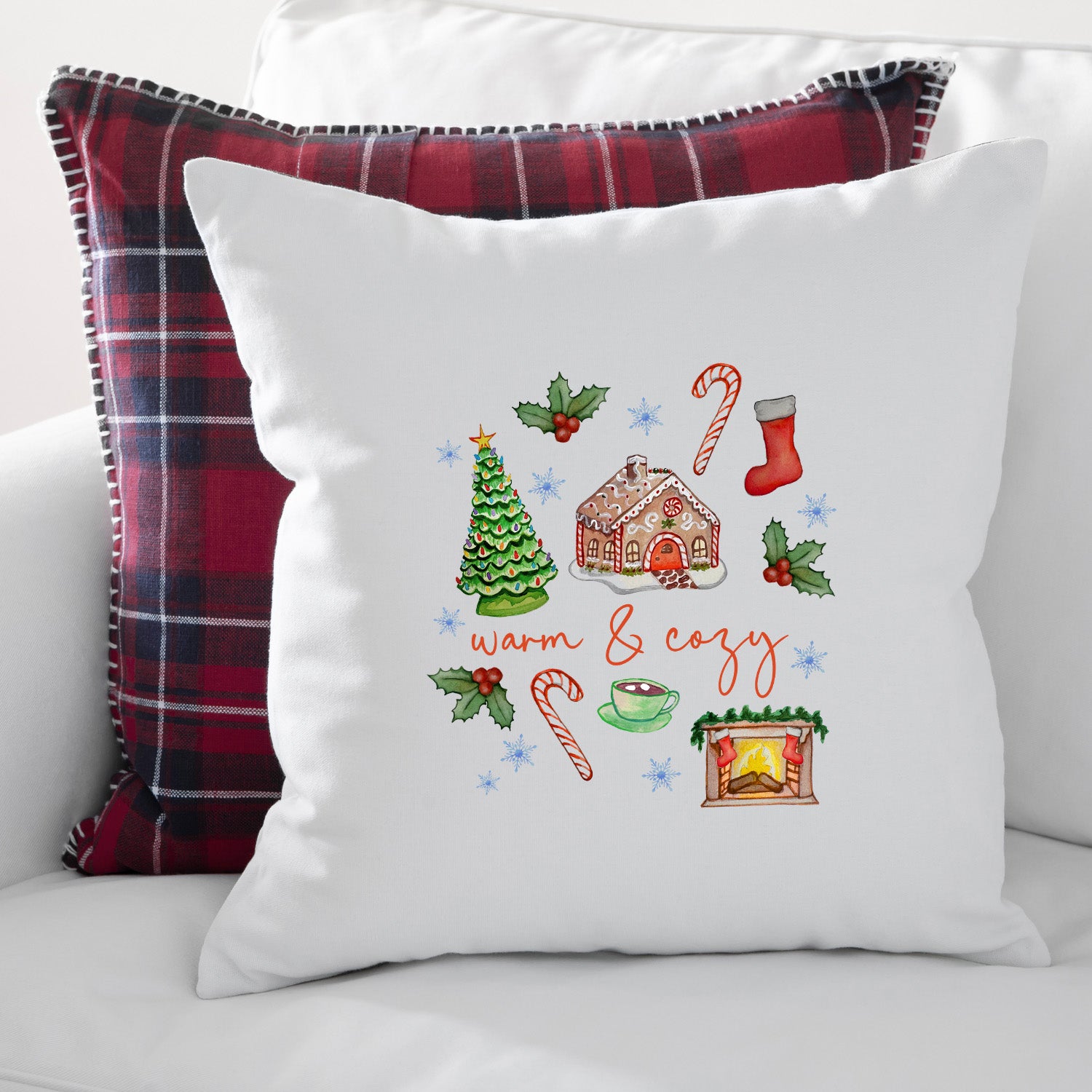 Warm + Cozy Christmas Throw Pillow
