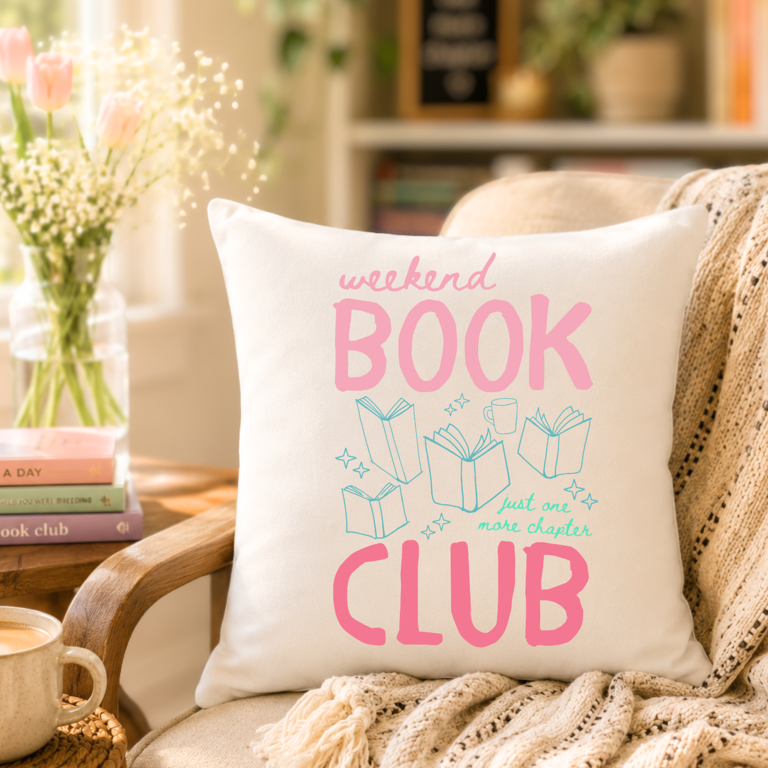 Weekend Book Club Throw Pillow