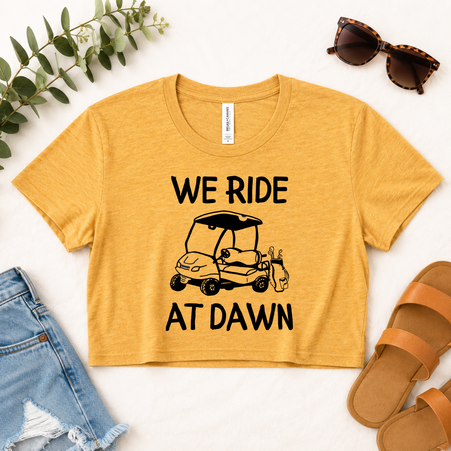 We Ride At Dawn Women's Golf Crop Tee | Funny Golf Shirt