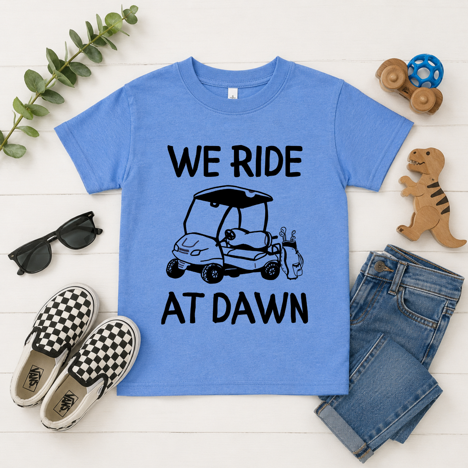 We Ride At Dawn Kid's Golf T-Shirt | Funny Youth Golf Tee