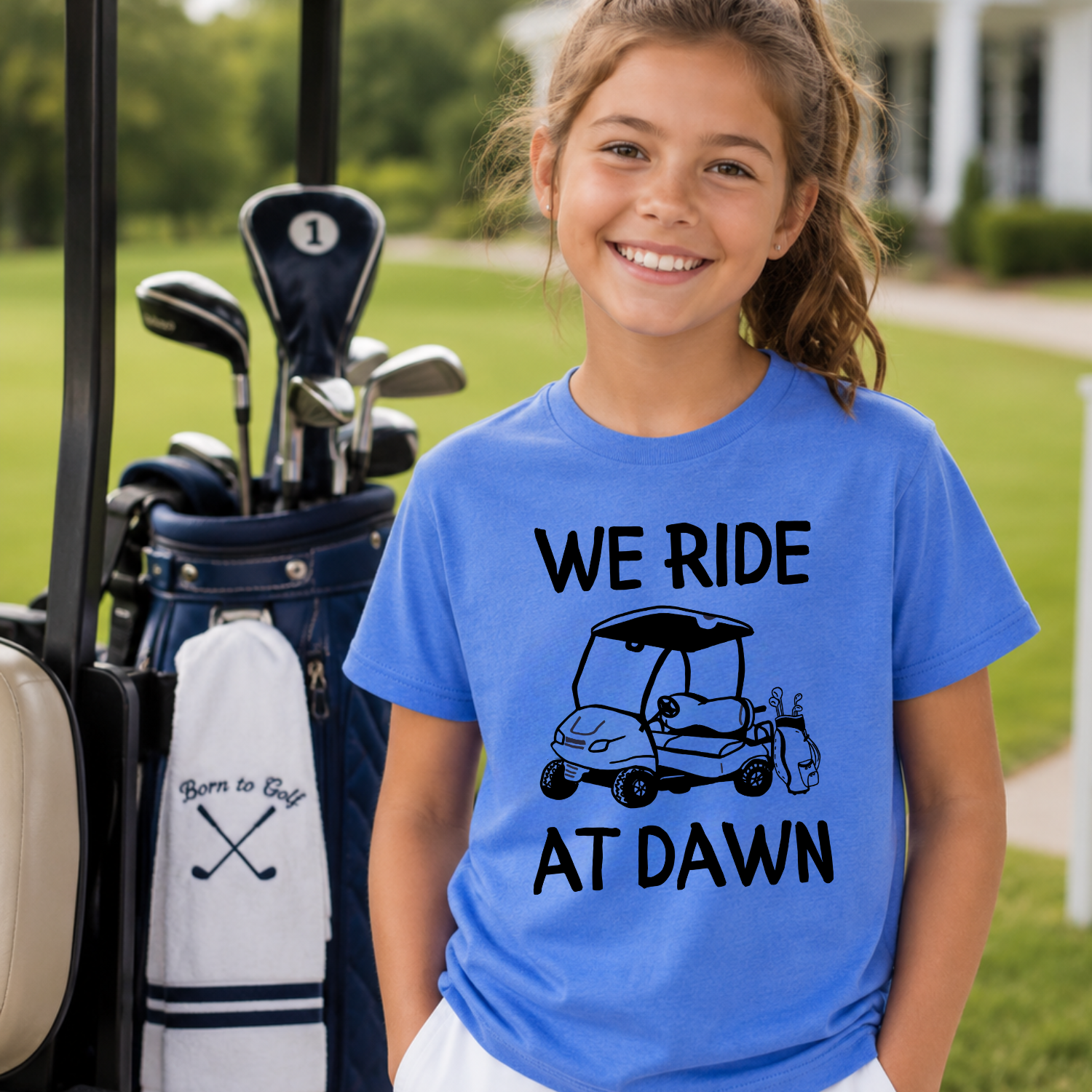 We Ride At Dawn Kid's Golf T-Shirt | Funny Youth Golf Tee