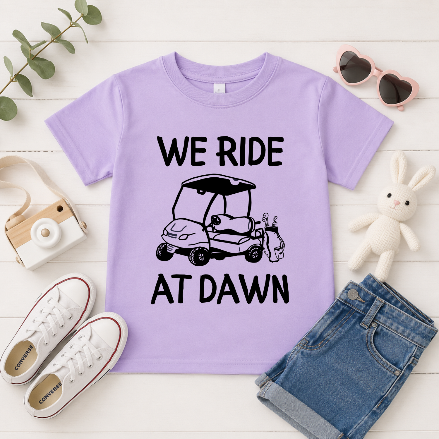 We Ride At Dawn Kid's Golf T-Shirt | Funny Youth Golf Tee