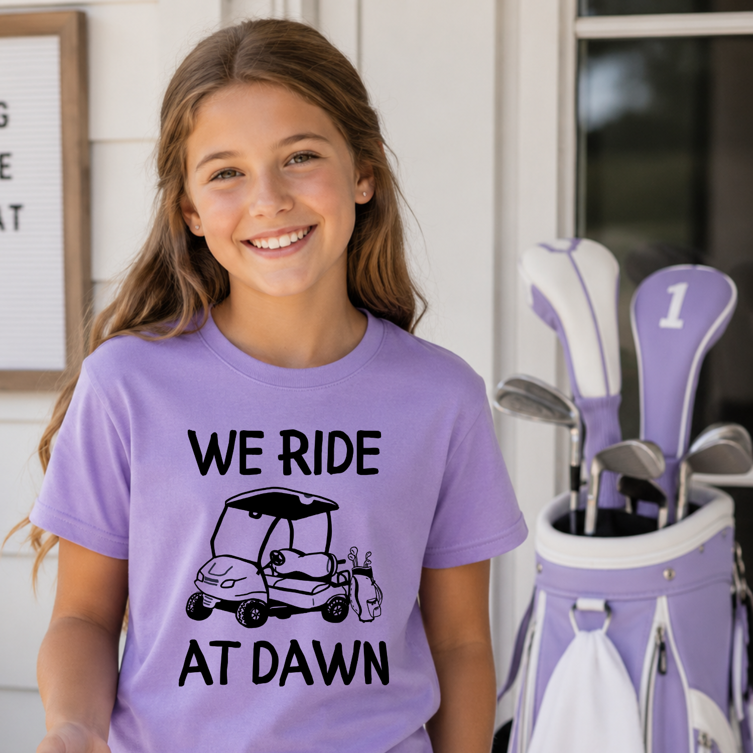 We Ride At Dawn Kid's Golf T-Shirt | Funny Youth Golf Tee