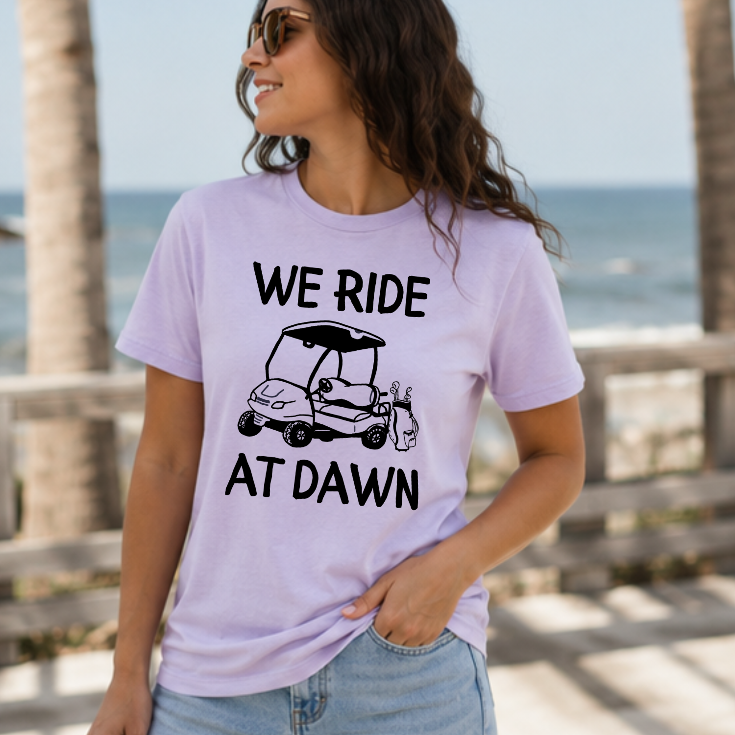 We Ride At Dawn Golf T-Shirt | Funny Men's/Unisex Golf Tee