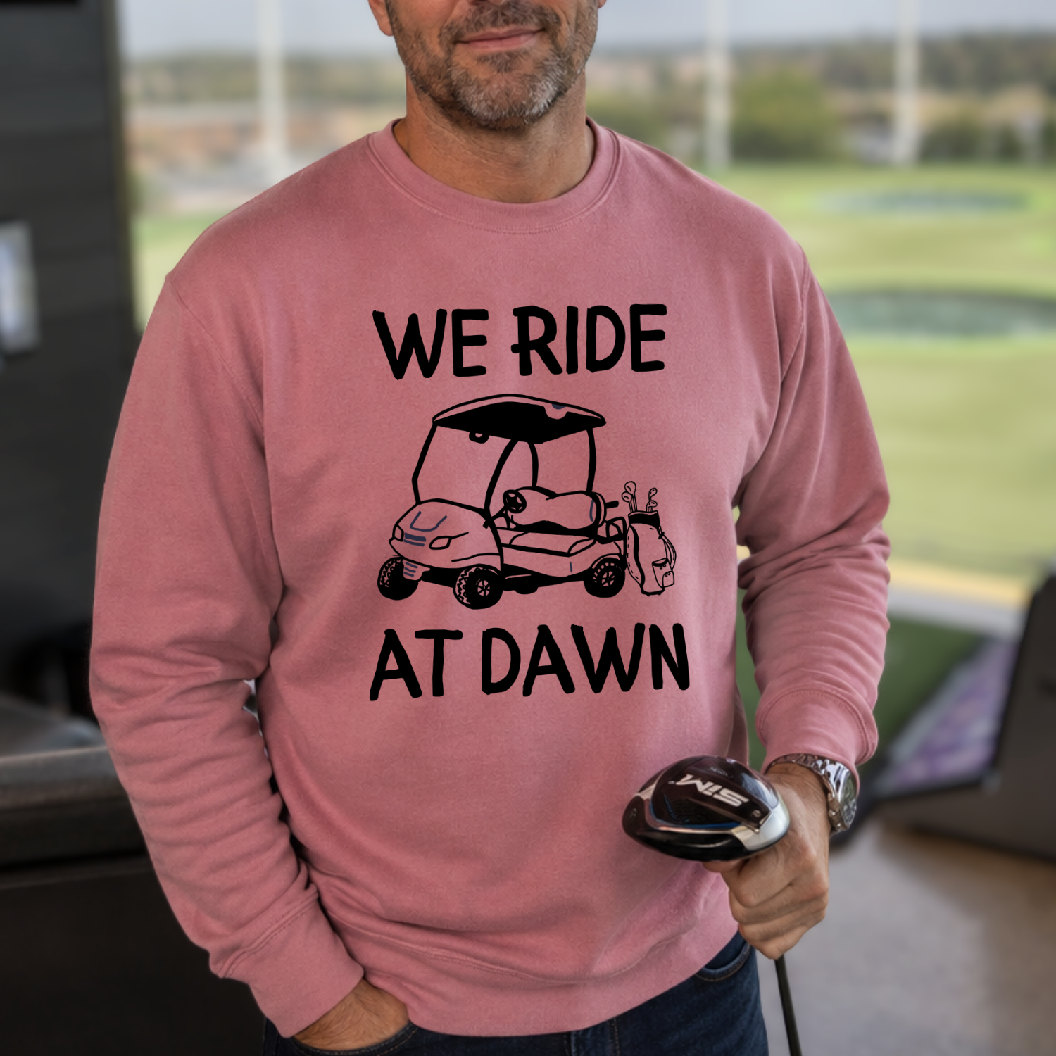 We Ride At Dawn Golf Sweatshirt | Funny Unisex Golf Crewneck