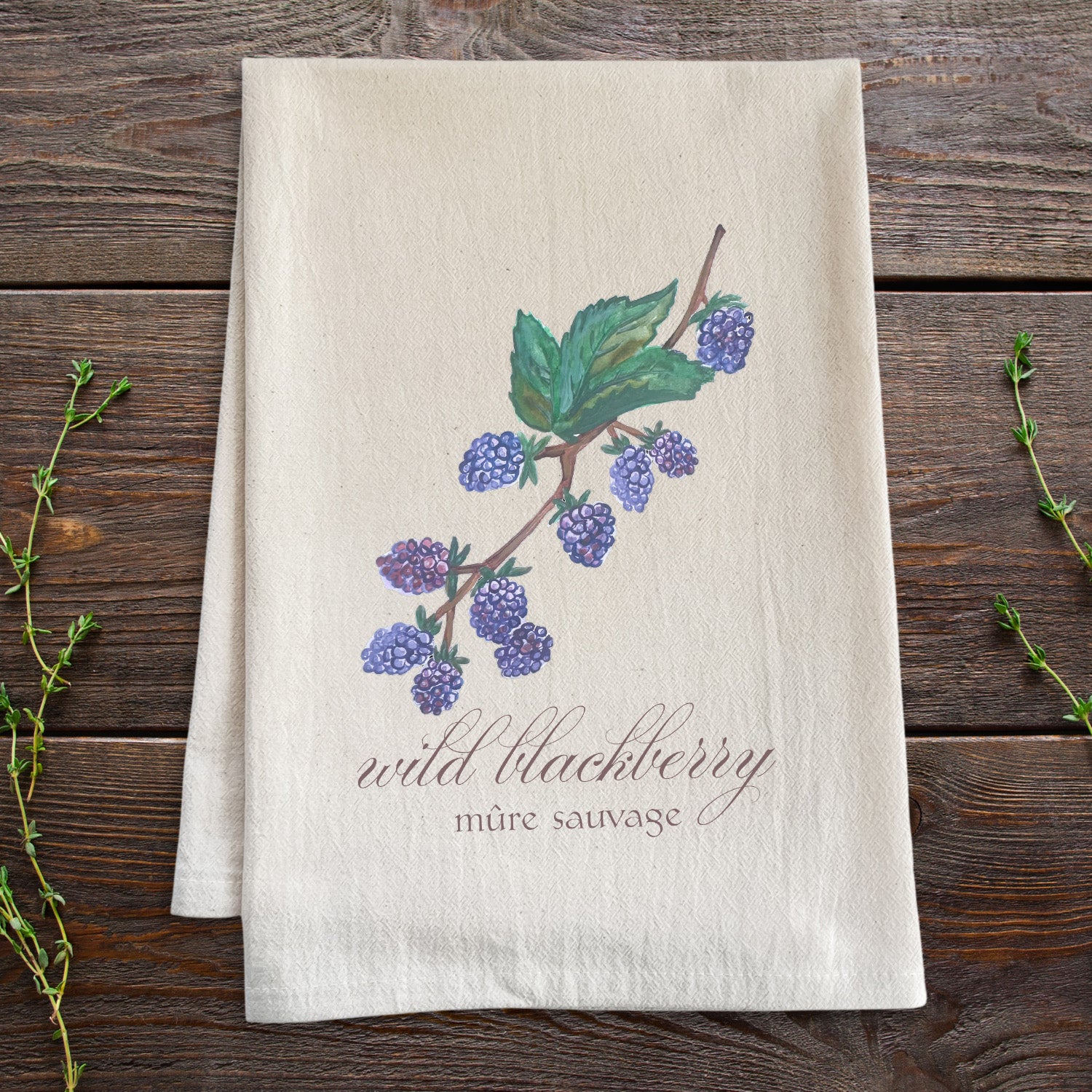 Wild Blackberry - Watercolor Kitchen Towel