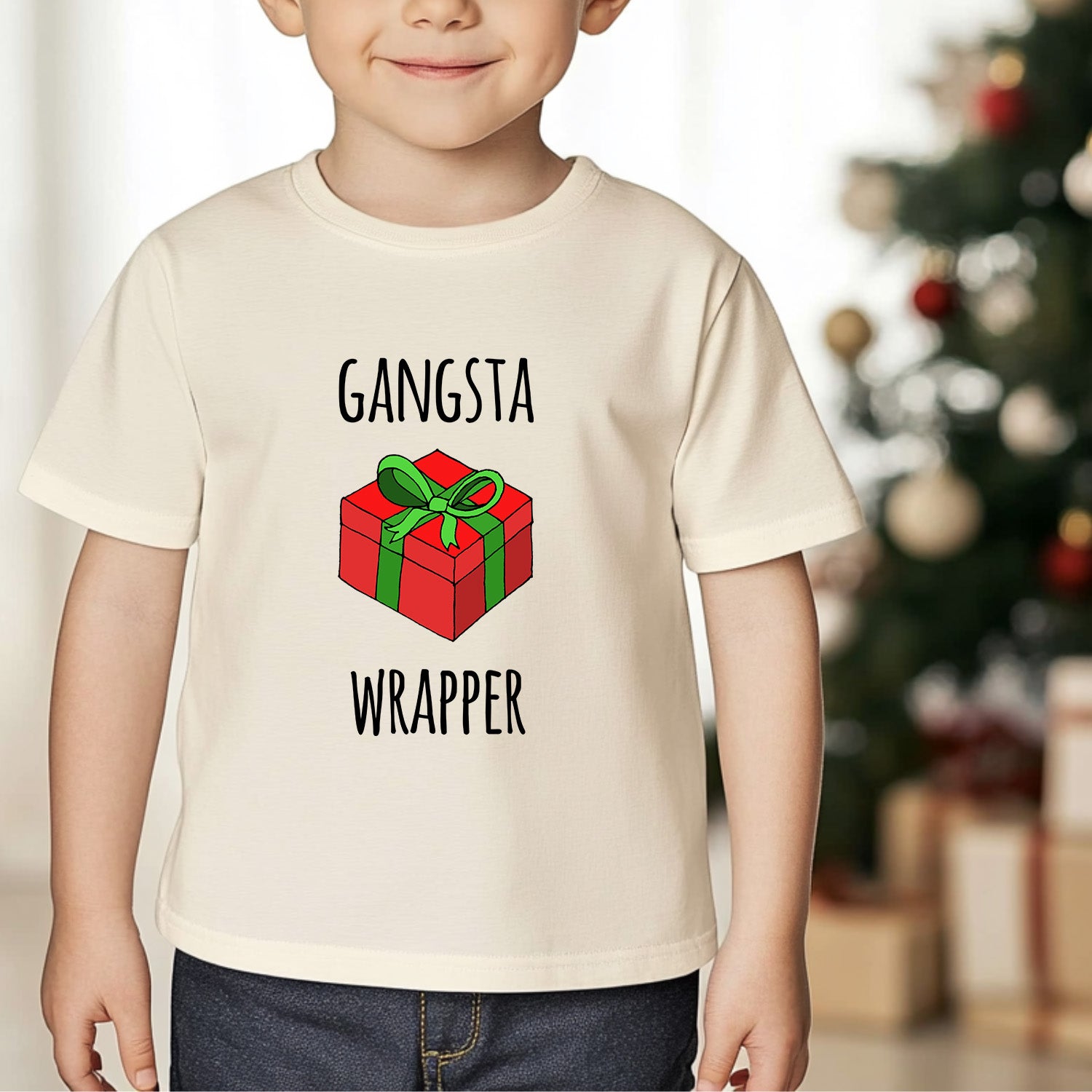 Gangsta Wrapper - Christmas Toddler Tee - Oatmeal