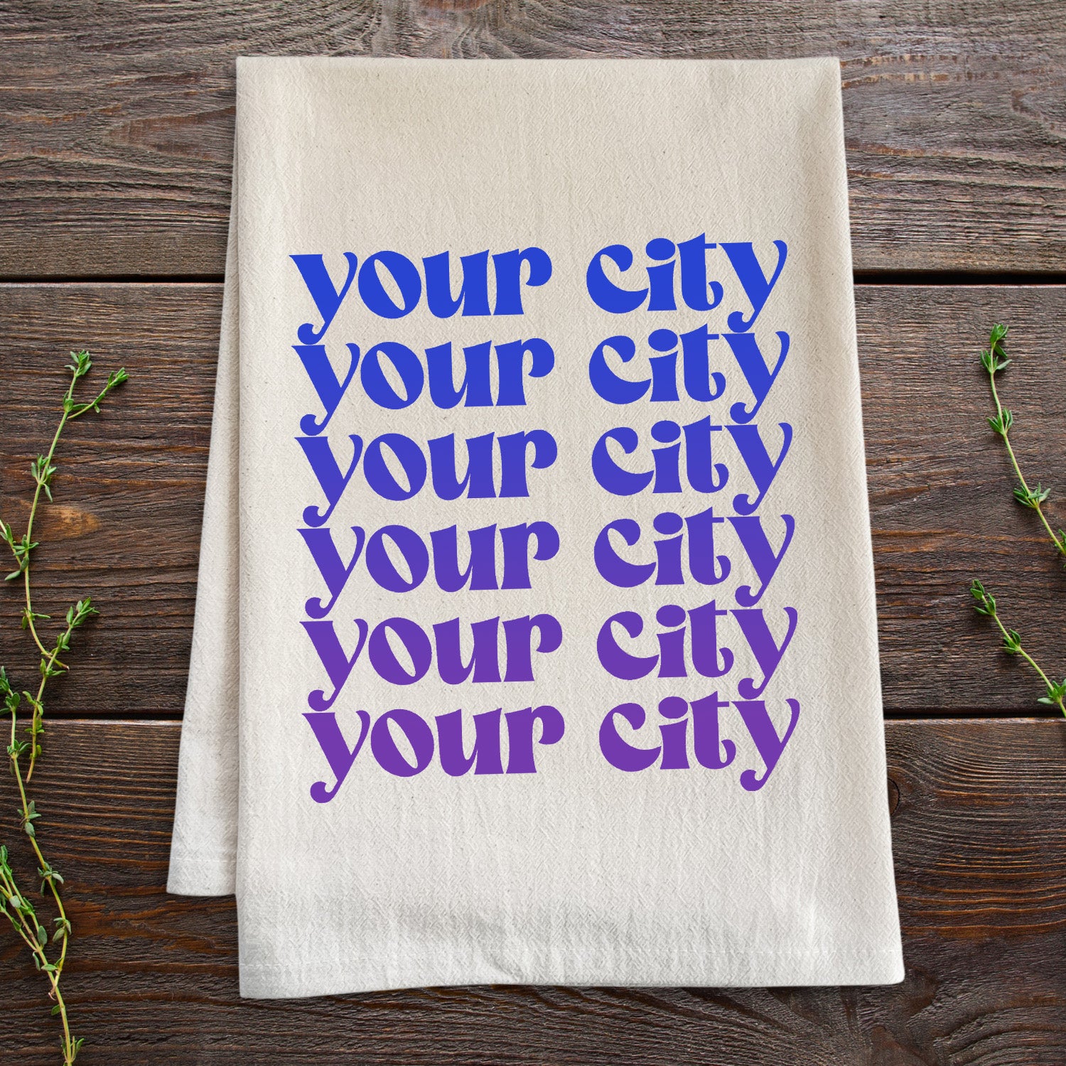 Personalize Me! Your City Ombre - Oatmeal Kitchen Towel (Custom)
