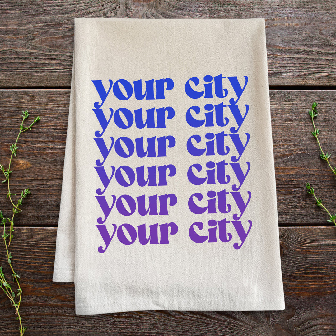 Personalize Me! Your City Ombre - Oatmeal Kitchen Towel (Custom) - MoonlightMakers