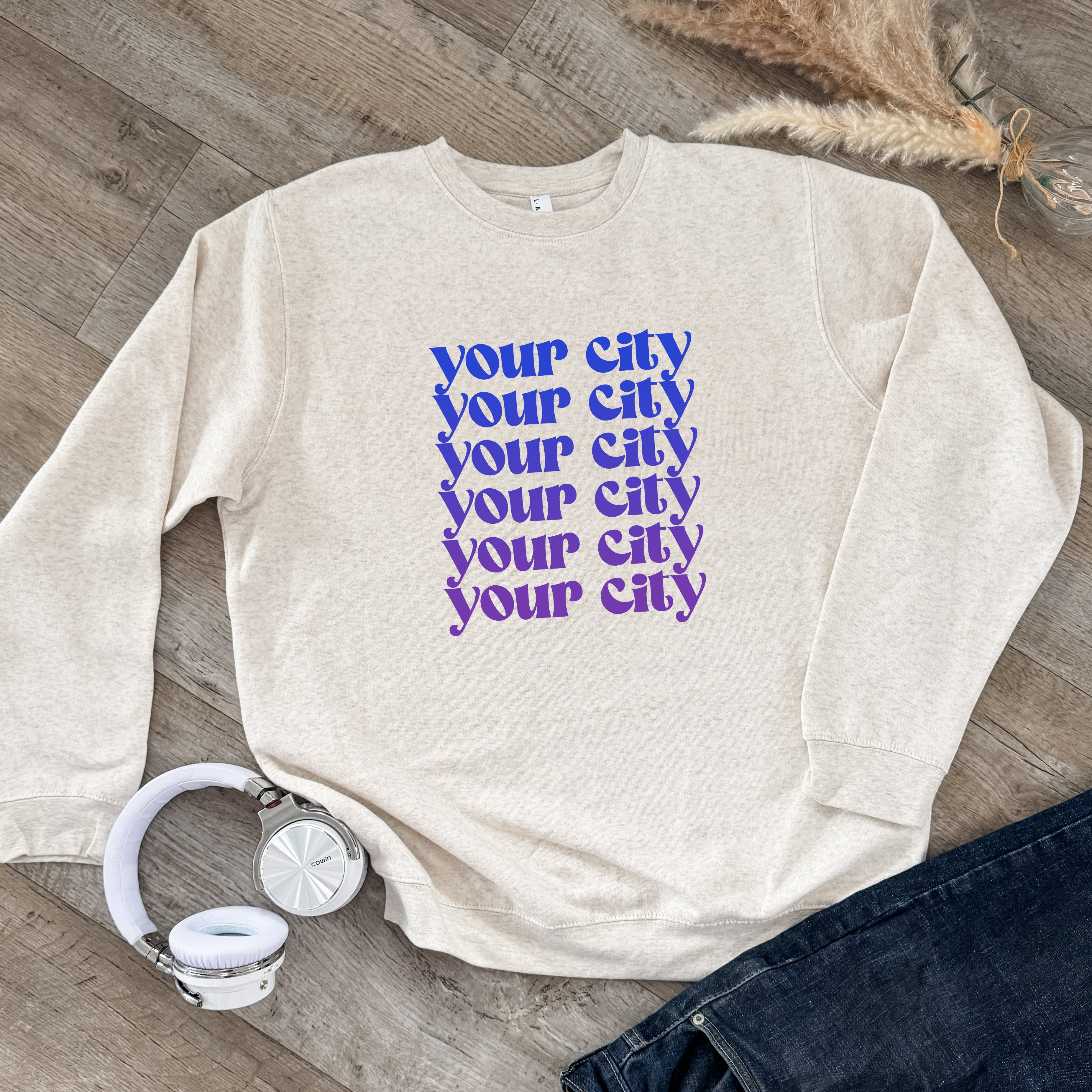 Personalize Me! Your City Ombre - Unisex Sweatshirt - Oatmeal (Custom)