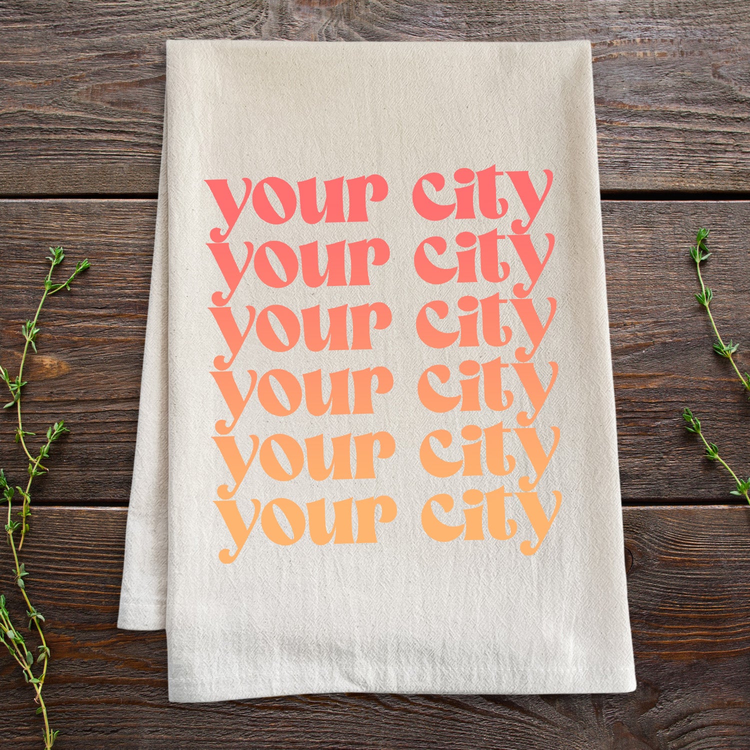 Personalize Me! Your City Ombre - Oatmeal Kitchen Towel (Custom)