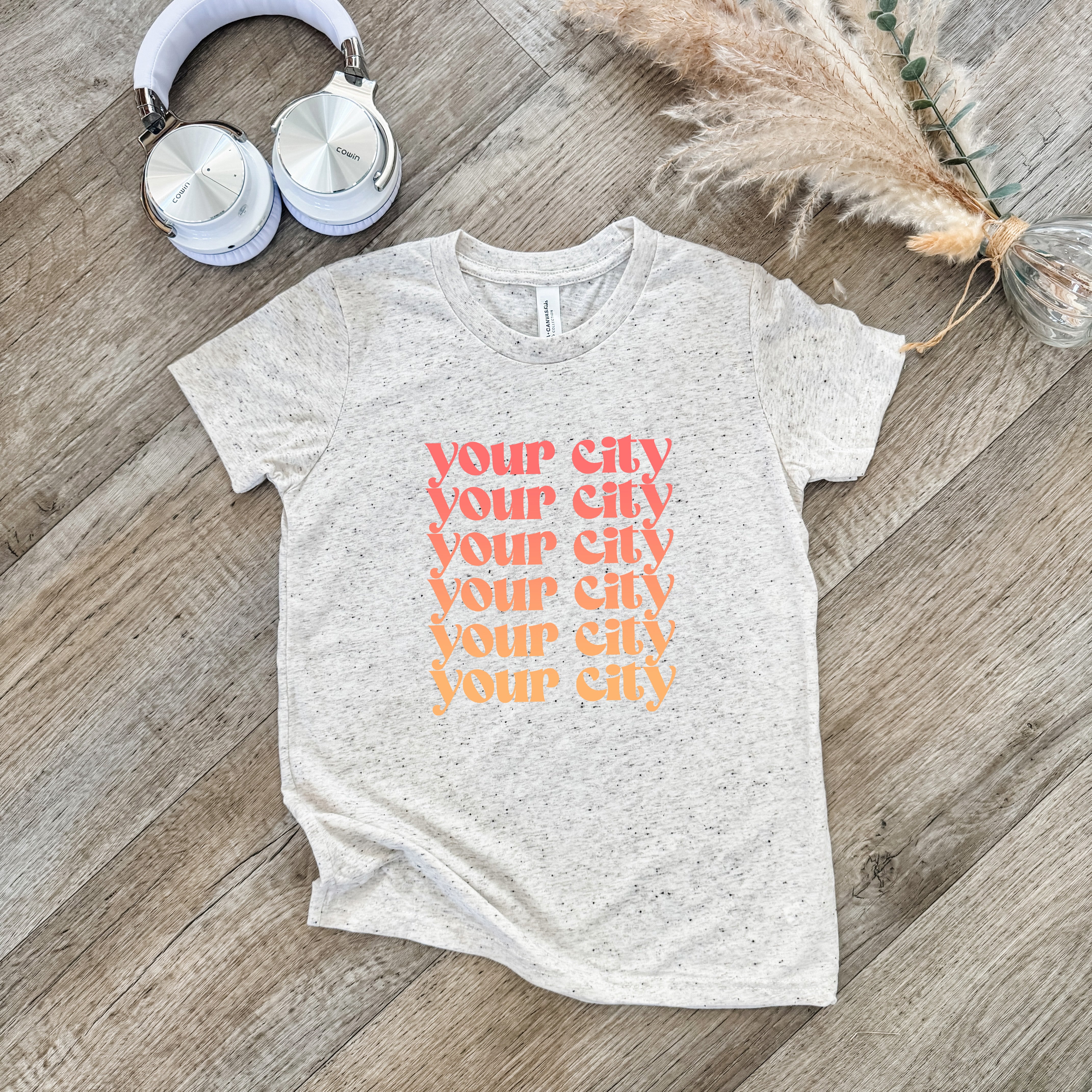 Personalize Me! Your City Ombre - Kid's Tee - Oatmeal (Custom)