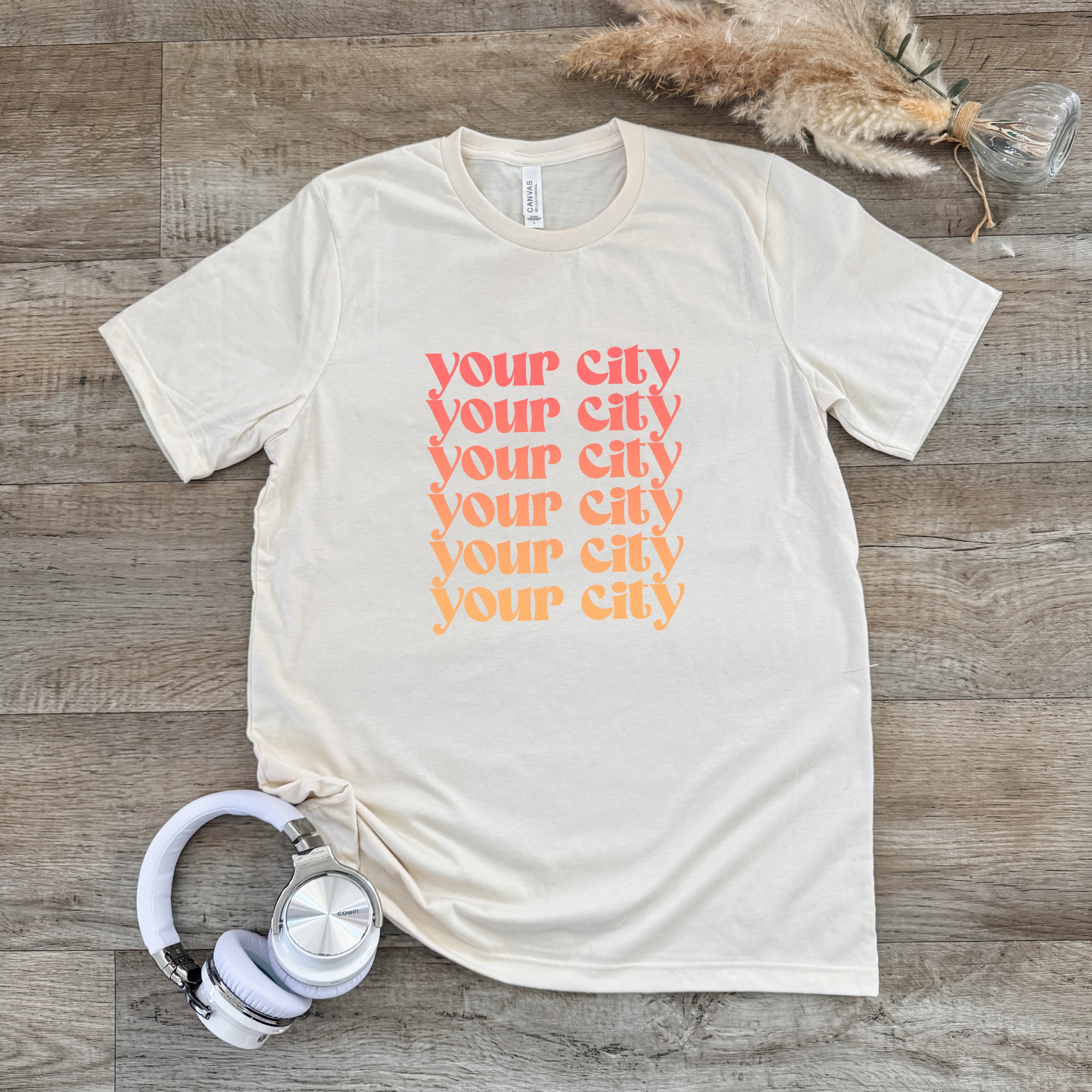 Personalize Me! Your City Ombre - Men's / Unisex Tee - Oatmeal (Custom)