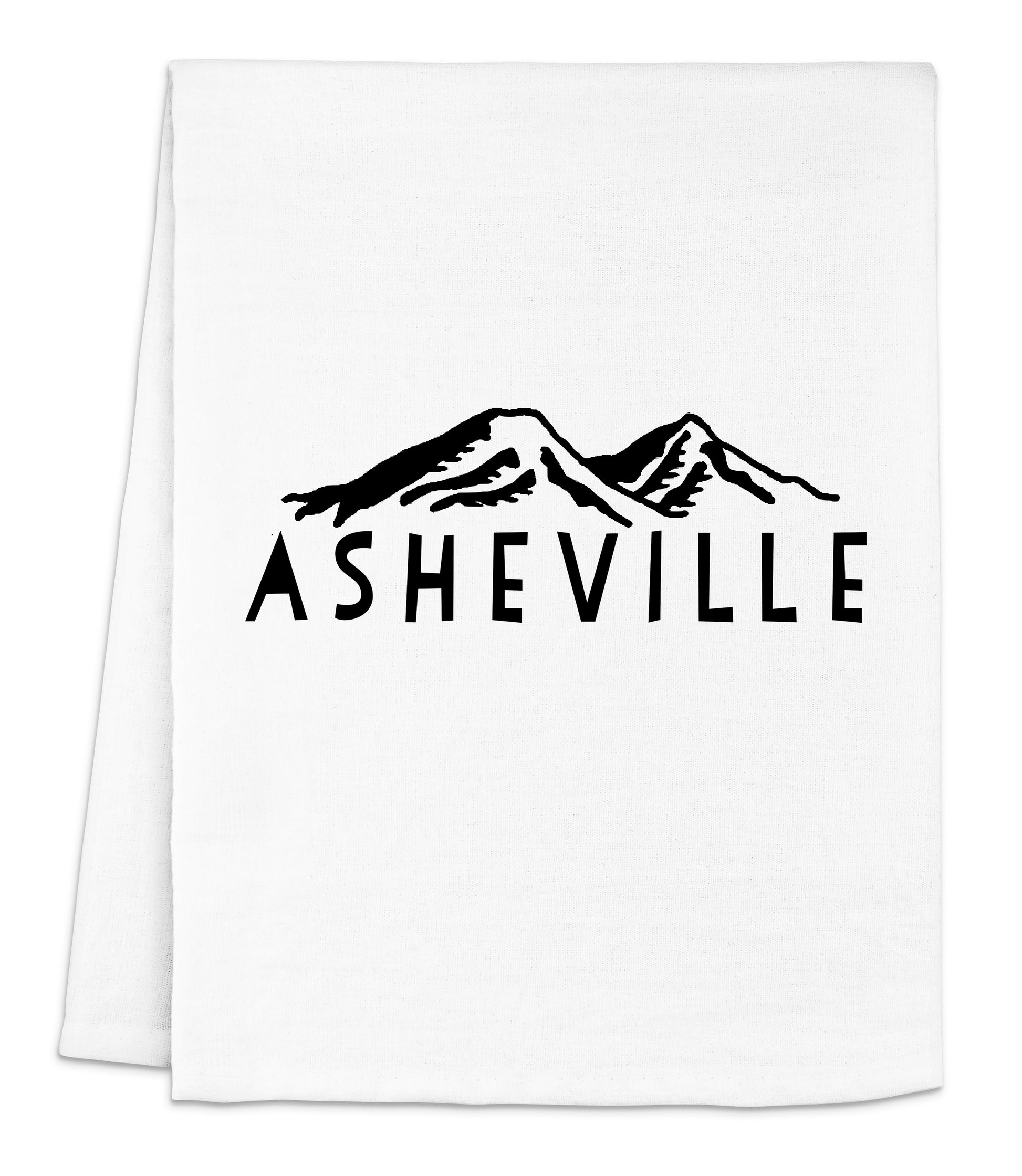a white dish towel with the words ashvillee printed on it