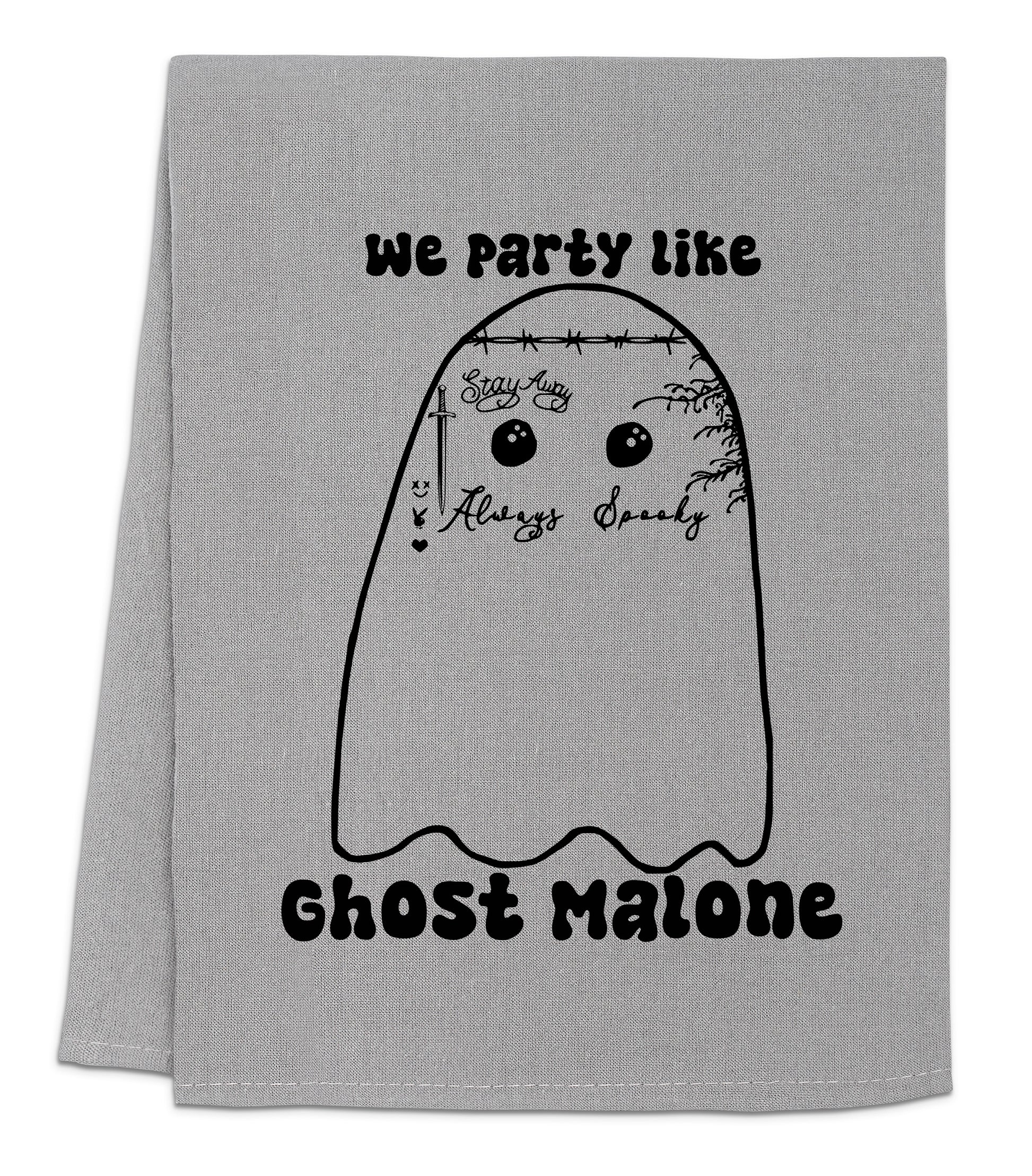 a towel with a ghost face drawn on it