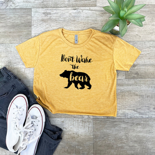 Don't Wake The Bear - Women's Crop Tee - Heather Gray or Gold