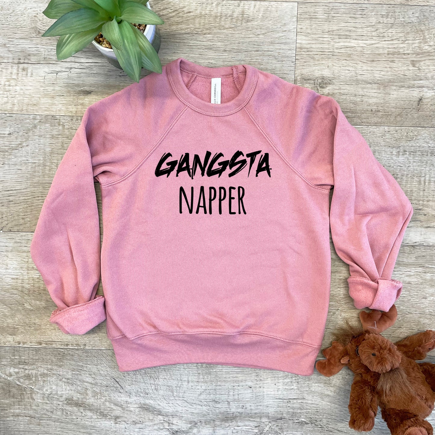 Gangsta Napper (Kids) - Kid's Sweatshirt - Heather Gray or Mauve