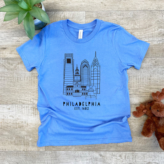 Downtown Philadelphia, PA - Kid's Tee - Columbia Blue or Lavender