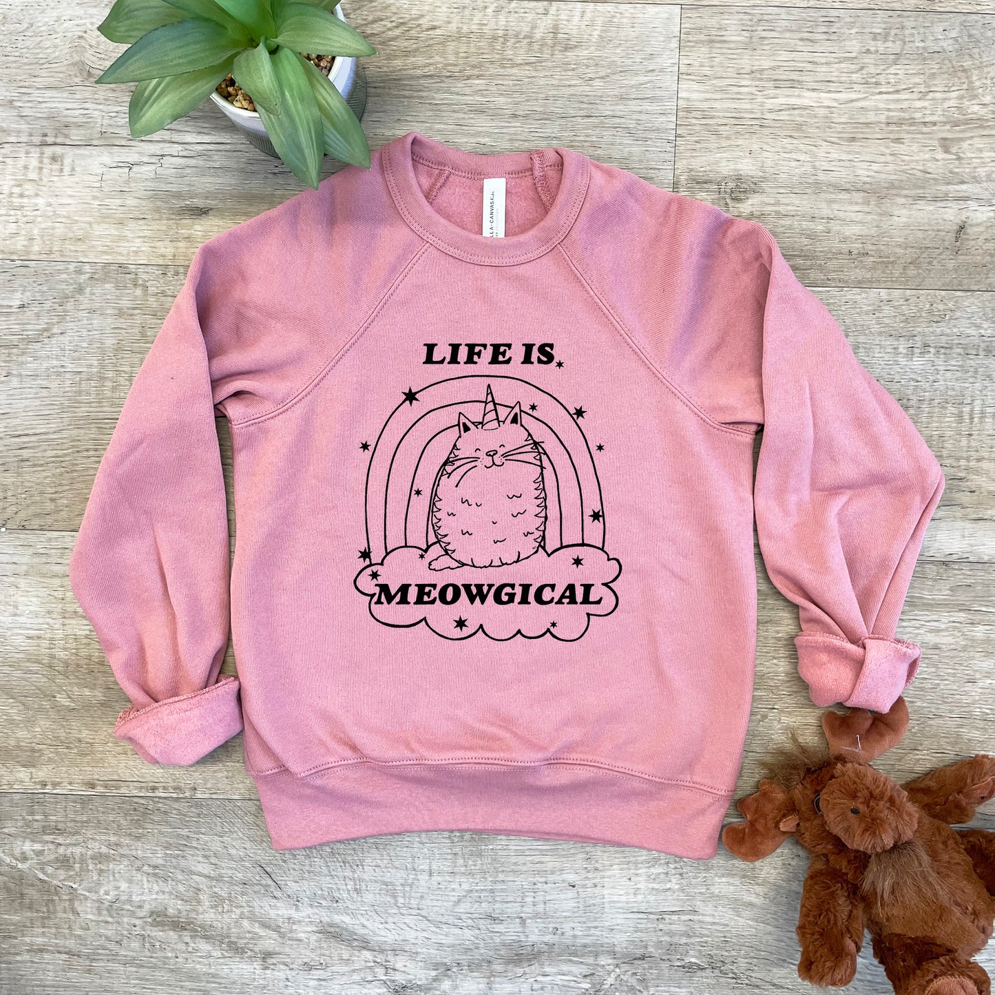 Life Is Meowgical (Cat) - Kid's Sweatshirt - Heather Gray or Mauve