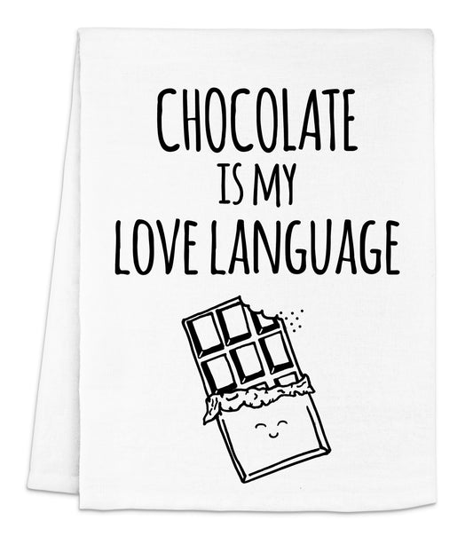 chocolate is my love language dish towel