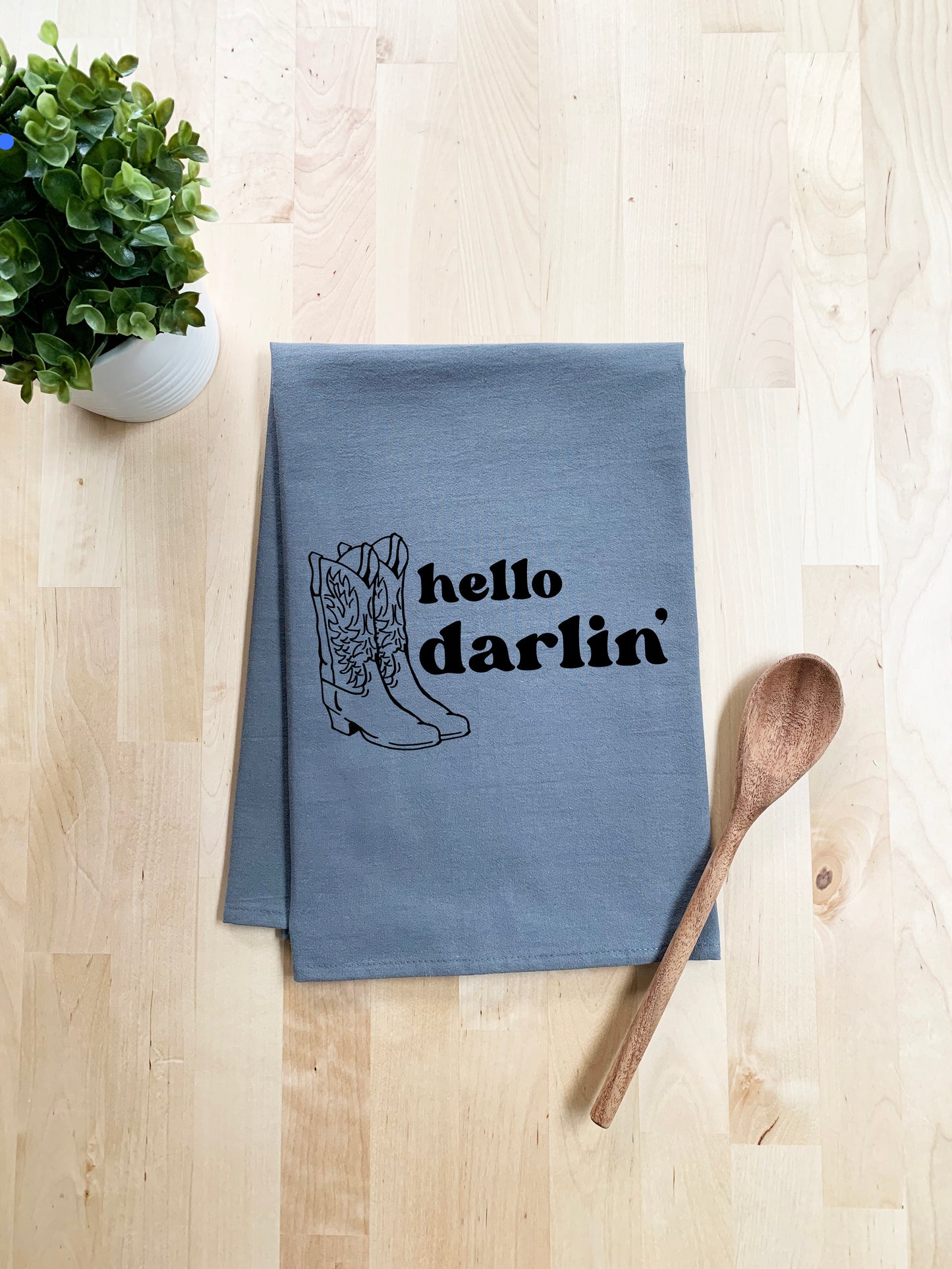 Hello Darlin' Dish Towel - White Or Gray