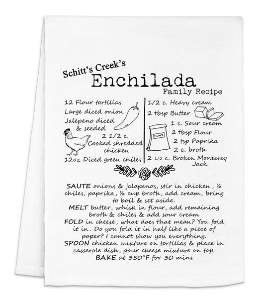 a dish towel with a recipe written on it