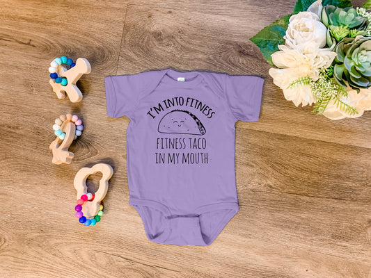 I'm Into Fitness, Fitness Taco In My Mouth - Onesie - Heather Gray, Chill, or Lavender
