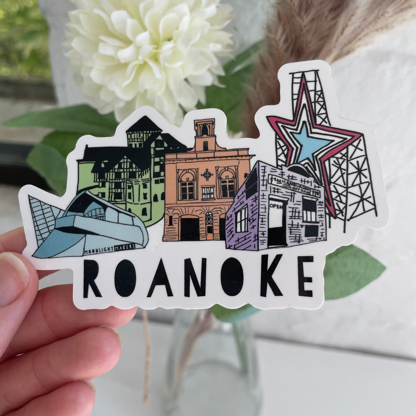 Roanoke, Virginia - Die Cut Sticker - MoonlightMakers