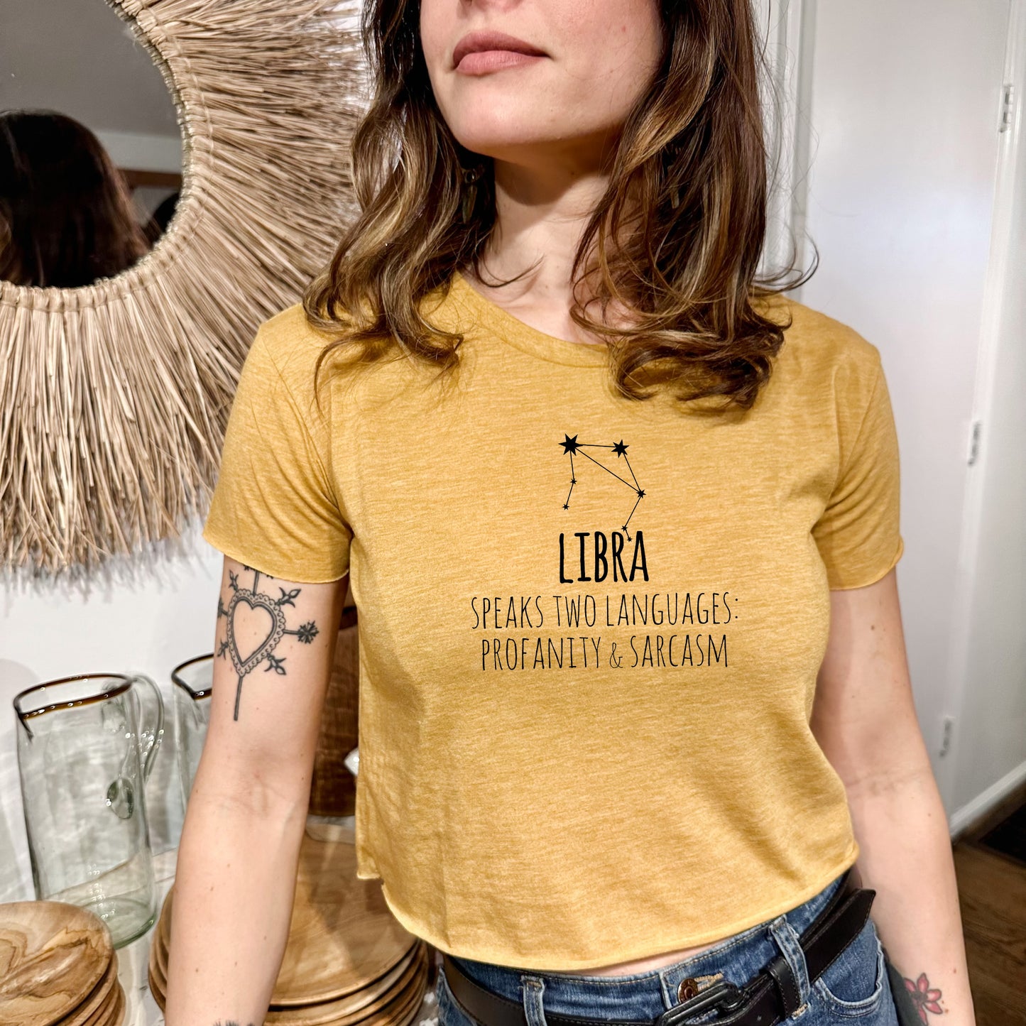 Libra - Women's Crop Tee - Heather Gray or Gold
