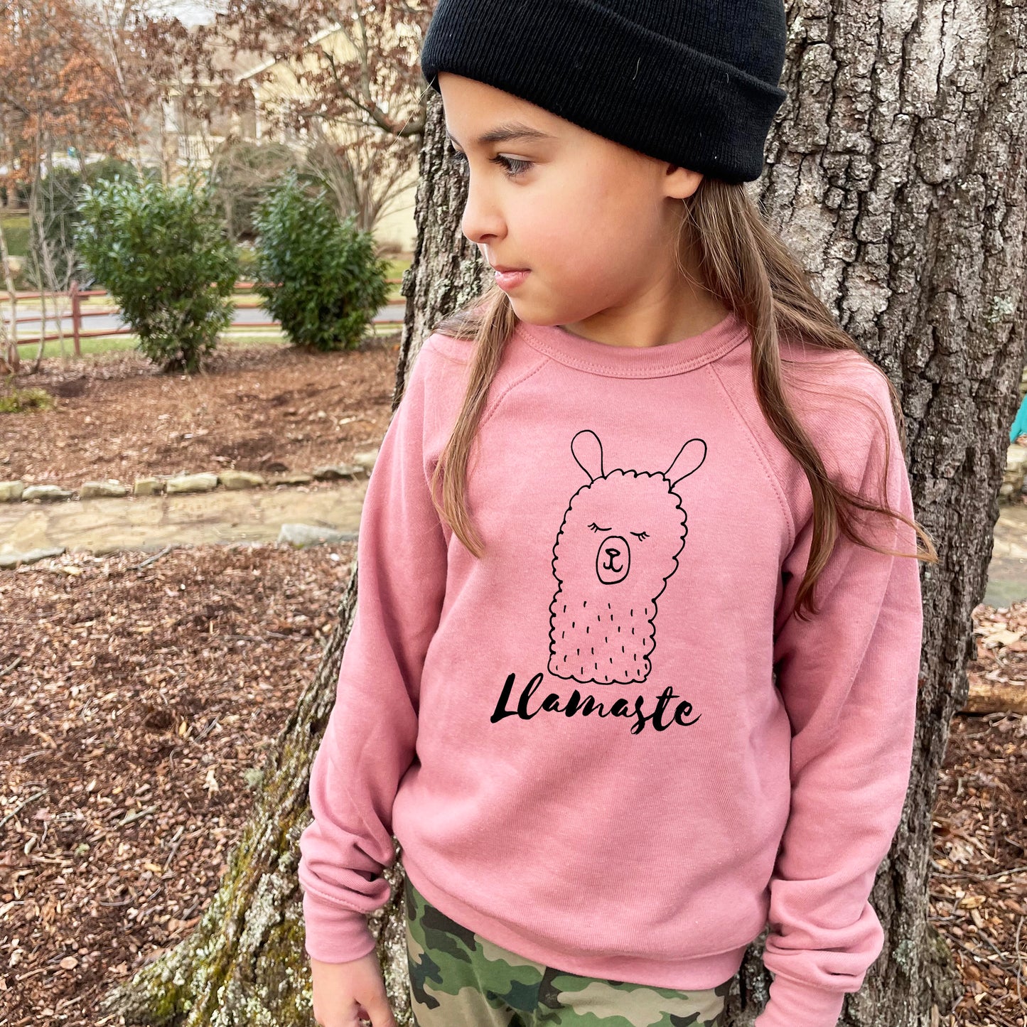 Llamaste (Llama/ Yoga) - Kid's Sweatshirt - Heather Gray or Mauve