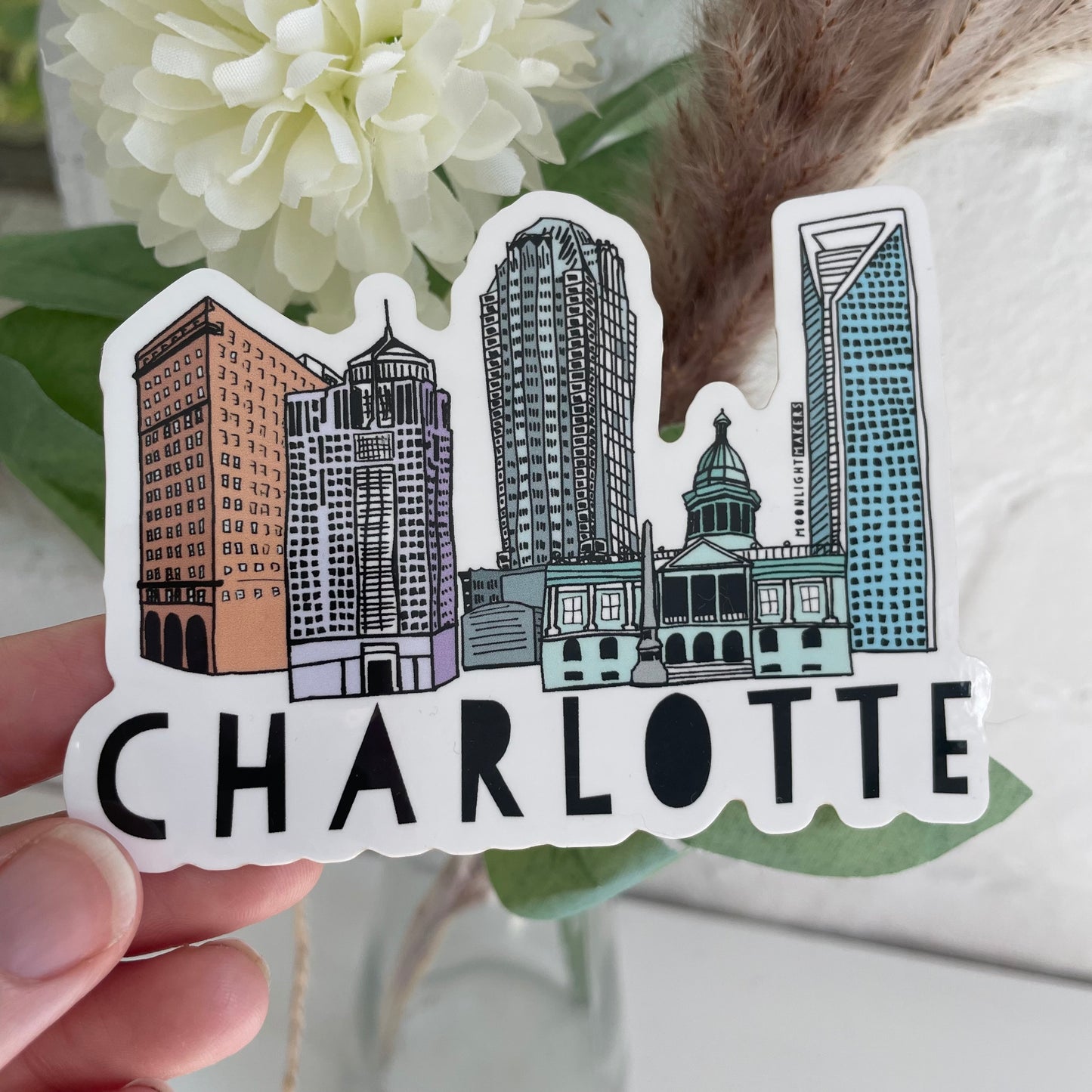 Charlotte, North Carolina - Die Cut Sticker - MoonlightMakers