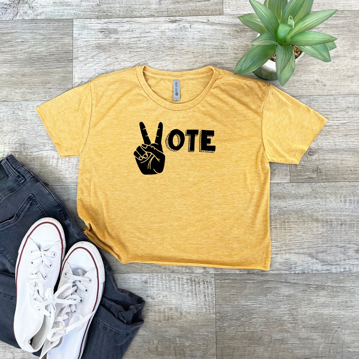 Vote - Women's Crop Tee - Heather Gray or Gold