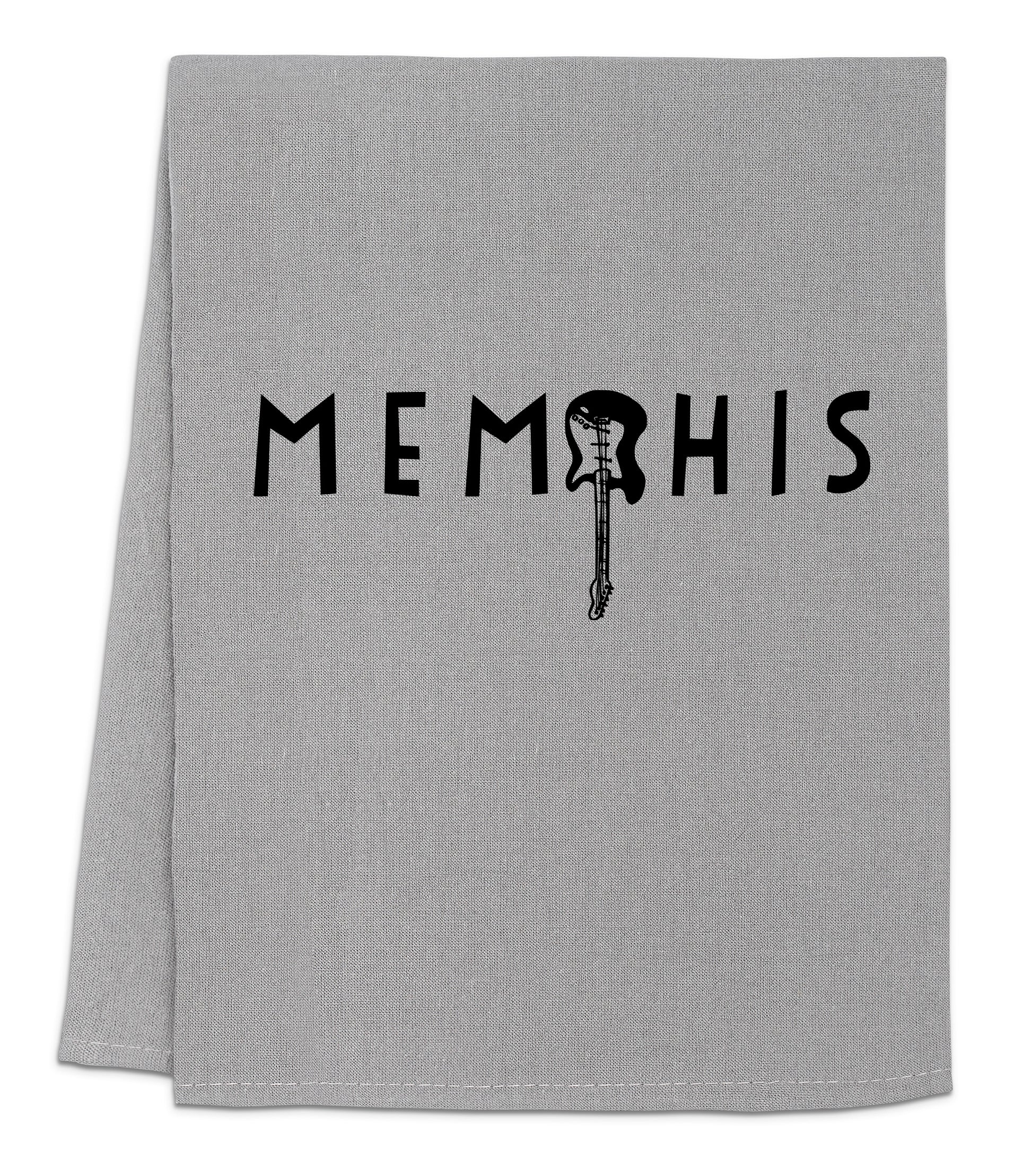 a gray towel with the words memhis printed on it