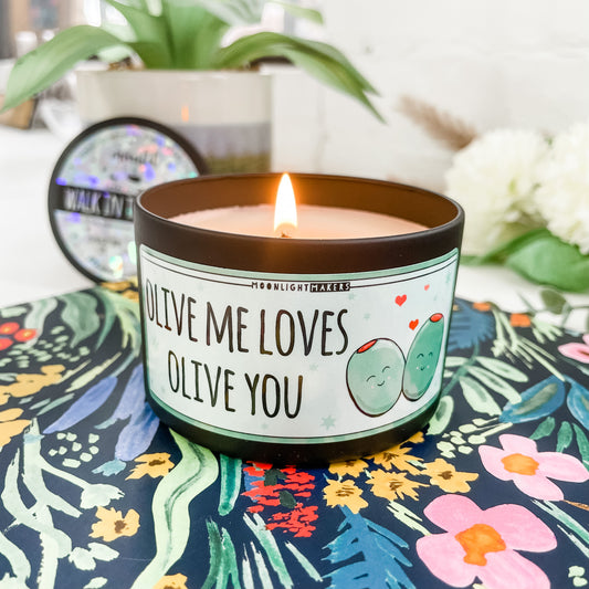 Olive Me Loves Olive You - 8oz Candle - Choose Your Scent - 100% Natural Soy Wax
