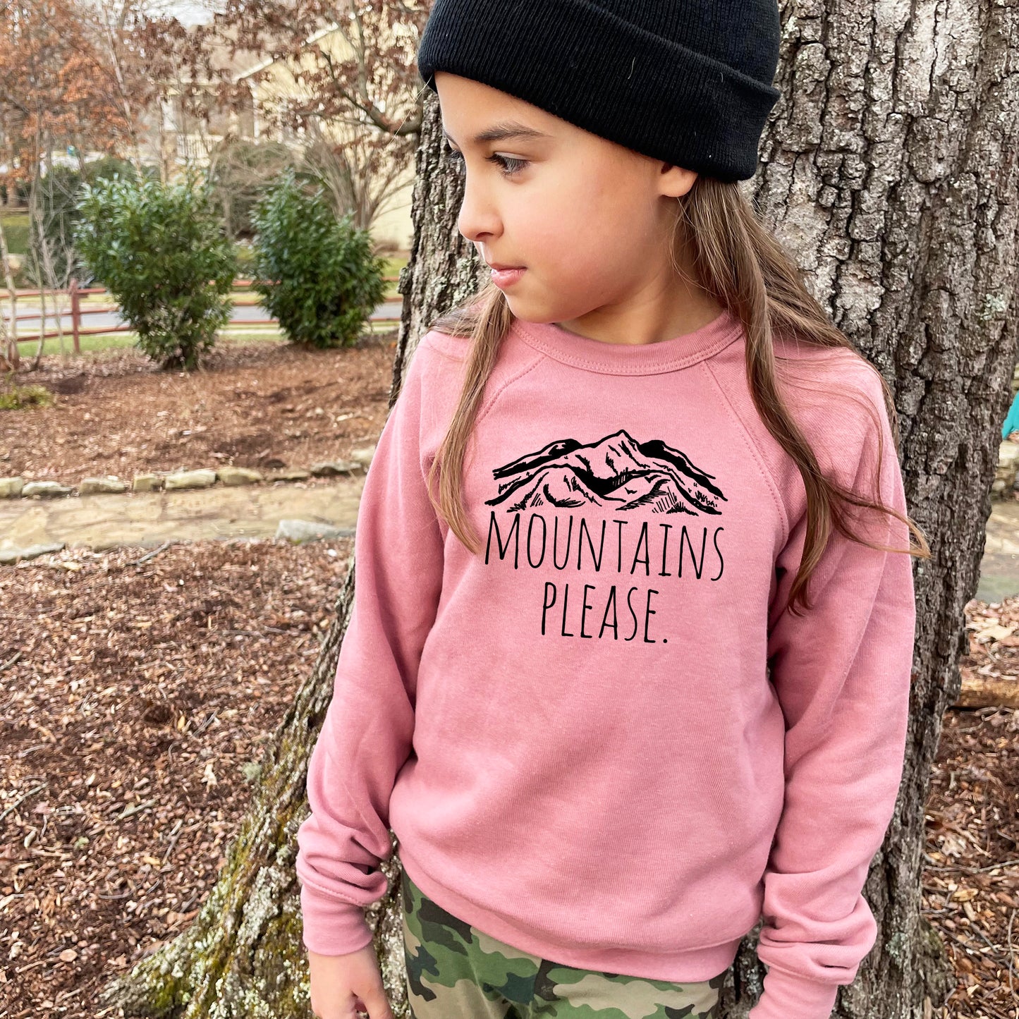 Mountains Please - Kid's Sweatshirt - Heather Gray or Mauve
