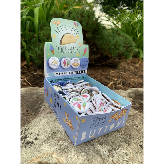 Snack Pin Box - 200 Funny 1" Pins/Buttons - MoonlightMakers