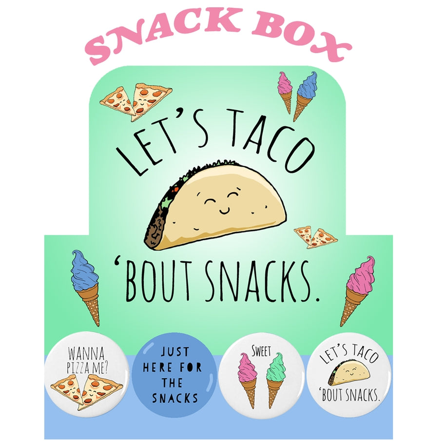Snack Pin Box - 200 Funny 1" Pins/Buttons - MoonlightMakers