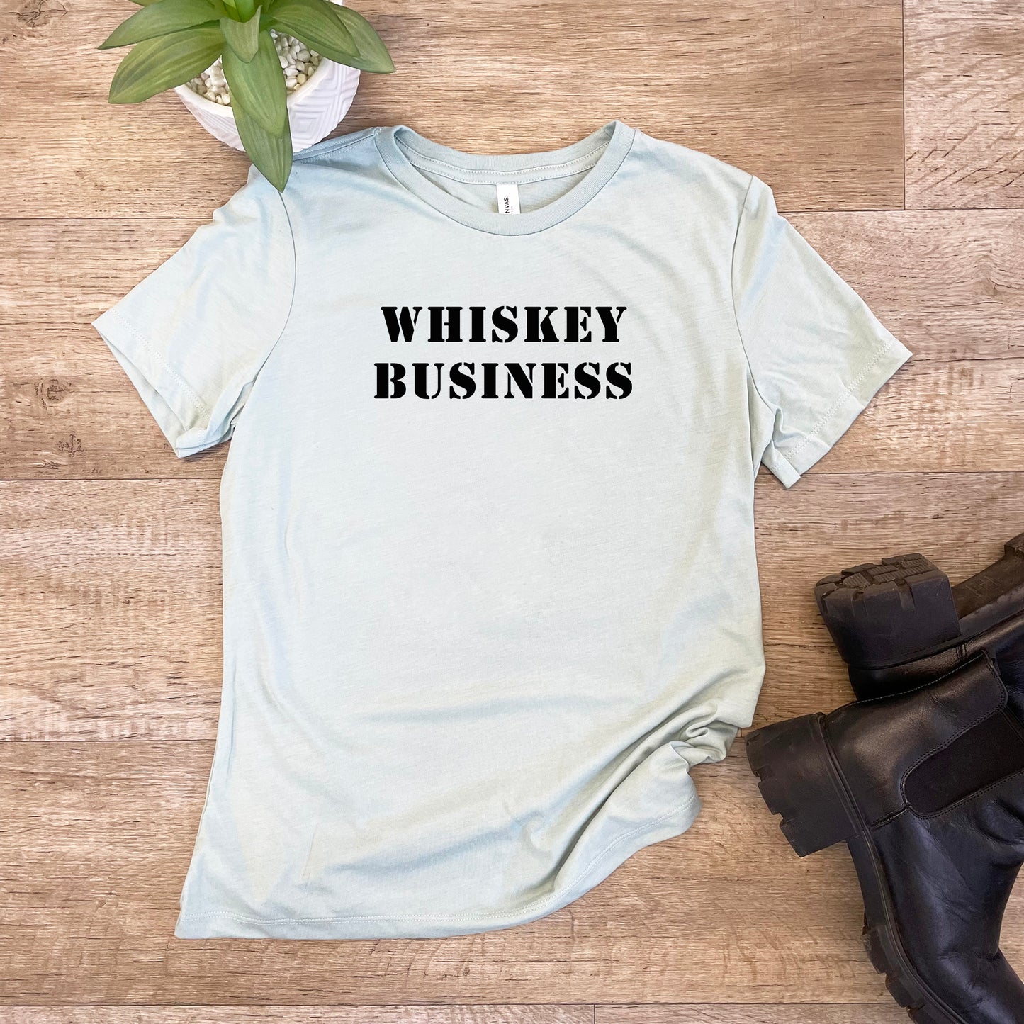 Whiskey Business - Women's Crew Tee - Olive or Dusty Blue