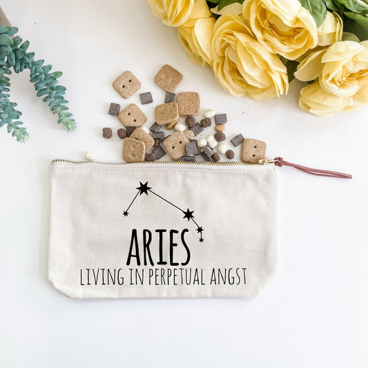 Aries (Signs Of The Zodiac) - Canvas Zipper Pouch