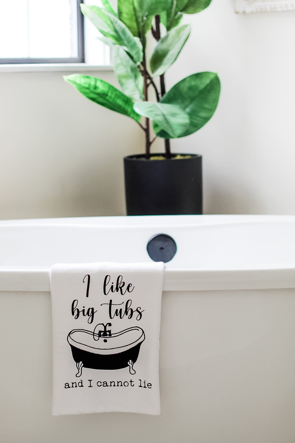 I Like Big Tubs & I Cannot Lie - Kitchen/Bathroom Hand Towel (Waffle Weave) - MoonlightMakers