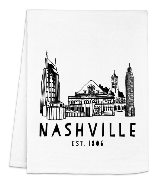 a napkin with a black and white picture of nashville
