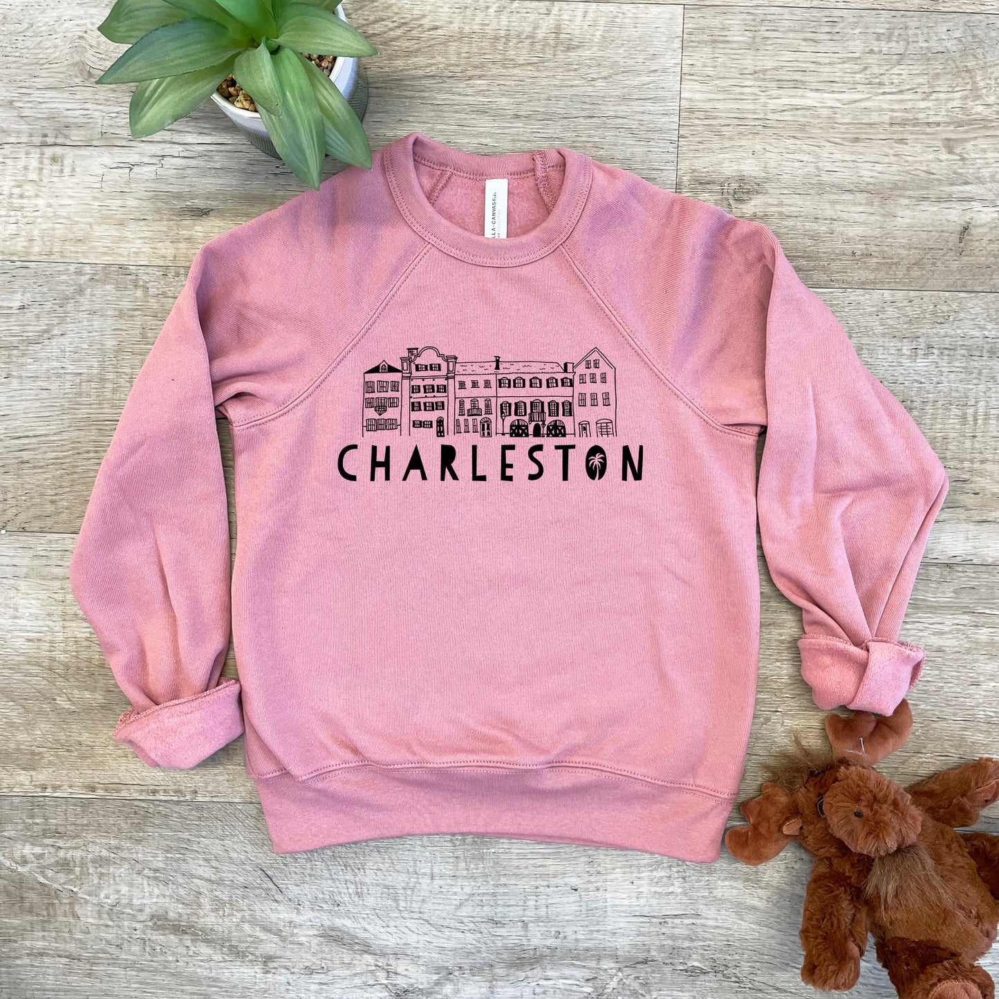 Charleston Rainbow Row - Kid's Sweatshirt - Heather Gray or Mauve