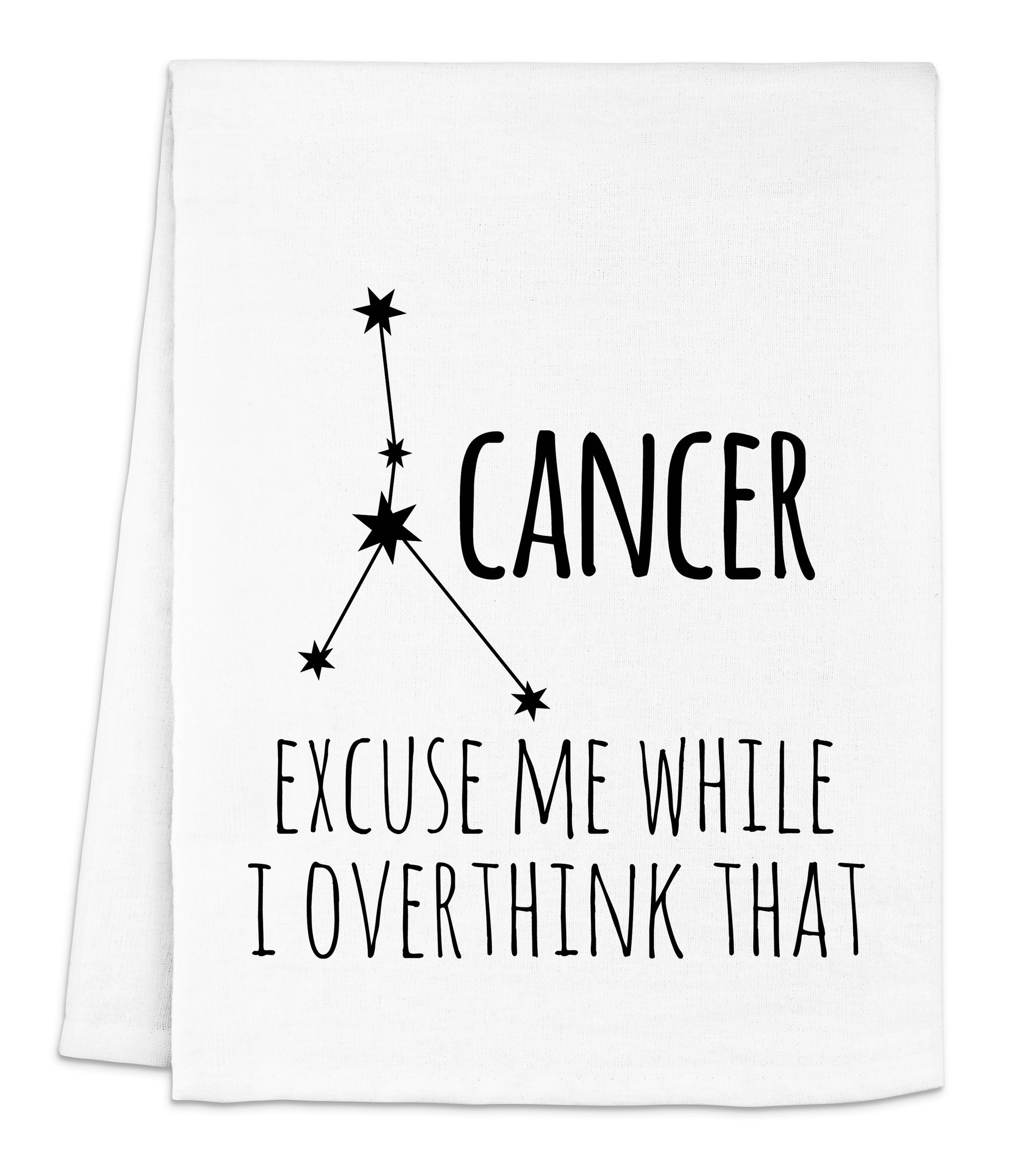 a white towel with the words cancer on it