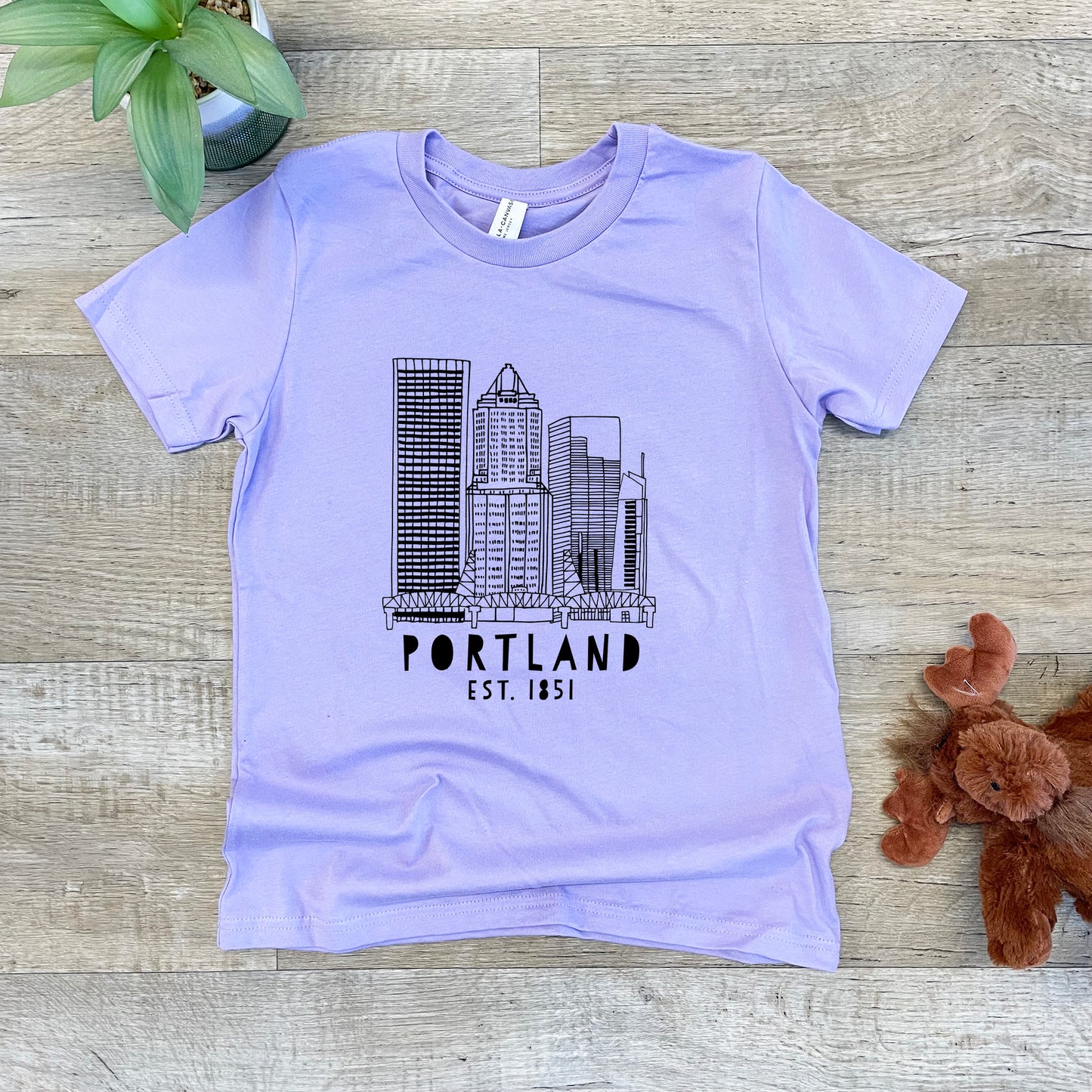 Downtown Portland, Oregon - Kid's Tee - Columbia Blue or Lavender
